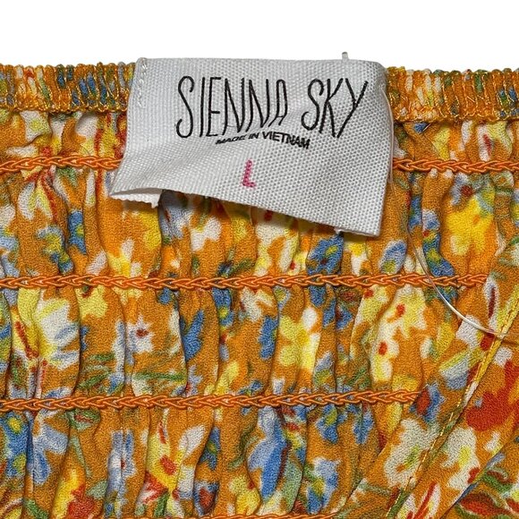 Women's Sienna Sky Large Top Floral Smocked Crop With Adjustable Straps Yellow/B - Picture 9 of 12